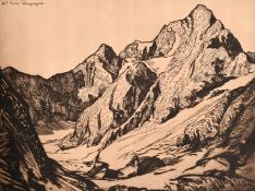 Francis Sydney Unwin (1885-1925), 'Mte Della Disgrazia', print, plate size 13.75