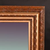 A 19th Century parcel-gilt and carved oak frame, rebate size 30