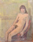 GEORGE WEISSBORT (1928 - 2013)TWO FEMALE NUDES, board. Both 16ins x 13ins (41cm x 33cm)