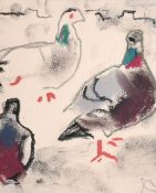 Peter Stillwell (20/21st Century), 'Pigeons, 2010', coloured chalks, signed with initials, Abbott