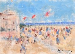 Walter Beauvais (1942-1998), figures on a beach, oil on canvas laid down, signed, 8