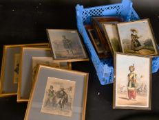 NINE VARIOUS COLOUR PRINTS OF FIGURES.