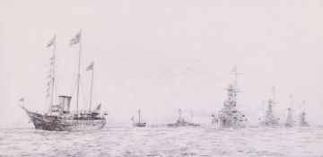 ROWLAND LANGMAID (1885 - 1956).JUBILEE REVIEW OF THE FLEET, 1935.The King leads the 1st Battle