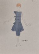 Circle of CECIL BEATON.EIGHT DESIGNS FOR DRESSES.Signed, unframed,13ins x 10ins. (33cm x 25cm).