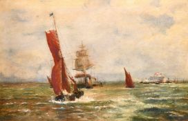 English School, Circa 1900, shipping approaching port, oil on canvas, 12