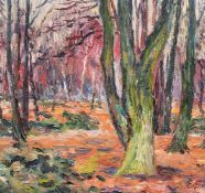 Charles Genge (1874-1958), 'Winter Woodland', oil on canvas laid down, signed with initials, 9