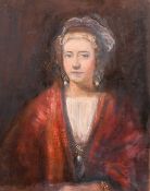 GEORGE WEISSBORT (1928 - 2013)A THREE QUARTER LENGTH PORTRAIT of a young lady, panel.16ins x