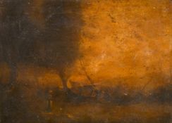 Circle of Corot, figures in a landscape, oil on panel, 9.5