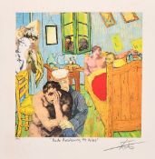 Barry Kite, 20th Century, 'Rude Awakening at Arles', colour print, signed in pencil, image size 10.