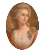 FRENCH SCHOOL. 19TH CENTURY (SISECHBEISE)A PAIR OF OVAL PASTEL PORTRAITS OF LADIES including Maria