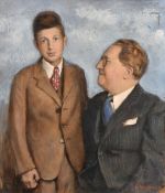 GEORGE WEISSBORT (1928 - 2013)A Three-quarter length double portrait of a man and young man and