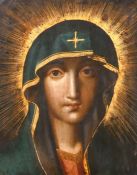 18TH - 19TH CENTURY ITALIAN SCHOOLHEAD AND SHOULDERS of THE MADONNA in a gilded frameTin panel 13ins