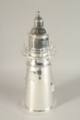 A LIGHTHOUSE COCKTAIL SHAKER. 34cms high.