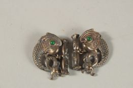 A PAIR OF RUSSIAN SILVER DOLPHIN CUFFLINKS. Weight 21grms.