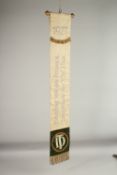 A WWI VETERAN'S BANNER 1927. 106cms long.