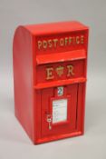 A REPLICA RED METAL E. R. POST BOX. 66cms high x 30cms wide.