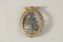 A WWII GERMAN CRUISER'S BADGE.