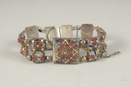 A RUSSIAN SILVER AND ENAMEL BRACELET.