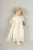 S. F. B. J. FRENCH BISQUE HEADED DOLL, No. 8, with open mouth, blue glass eyes, articulated body,
