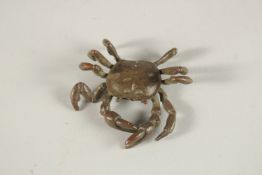 A SMALL BRONZE CRAB. 6cms.