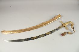 A SUPERB LLOYDS TYPE PRESENTATION QUALITY MAMELUKE STYLE SABRE with ivory handle and lavish blue