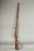 AN AUSTRIAN BACK ACTION LOCK MUSKET, 1840. 126cms long.