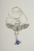 AN ART DECO SILVER SCARAB NECKLACE.