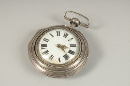 A SILVER TORTOISESHELL VERGE POCKET WATCH.