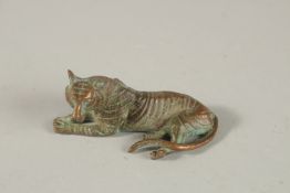 A BRONZE TIGER. 7cms high.