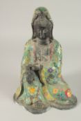 A GOOD CHINESE CLOISONNE ENAMEL GUANYIN. 30cms high.