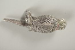 A RUBY COLLAR NOVELTY PARROT PERFUME BOTTLE. 9cms.