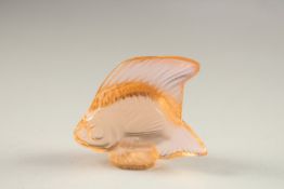 A LALIQUE SMOKEY GLASS FISH in original box.