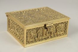 A GOOD BRASS JEWELLERY BOX by ERHARD & SOHNE, CIRCA. 1920, with velvet interior, the case with