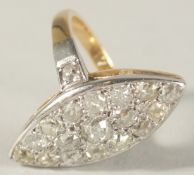 AN 18CT YELLOW AND WHITE GOLD MARQUISE DIAMOND CLUSTER RING.