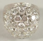 A SUPERB PLATINUM AND DIAMOND CLUSTER RING set with 28 diamonds. Stamped .950. Weight 22grms.