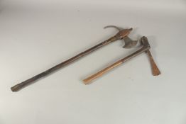 TWO SOUTH AFRICAN ZULU AXES. 64cms x 36cms.
