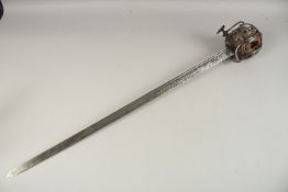 A LATE 16TH - EARLY 17TH CENTURY REBELLION SCOTTISH BASKET HILTED SWORD by JOHN SIMPSON THE ELDER.