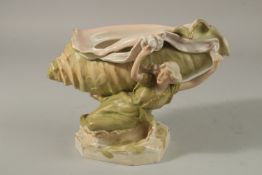 A ROYAL DUX PORCELAIN SHAPED BOWL held by a young lady. 17cms high. Triangle mark No. 1117.