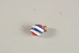 A MULTI-COLOURED ENAMEL EGG PENDANT.