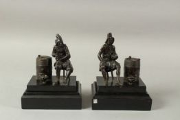 A RARE PAIR OF 18TH DUTCH BRONZE FIGURAL SMOKING COMPANIONS, in the manner of Pierre Xavery. Each
