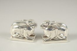 A PAIR OF DECO RABBIT SALT AND PEPPERS.