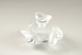 A LALIQUE DOUBLE FLOWER SCENT BOTTLE AND STOPPER. 8cms high.