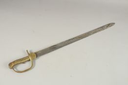 A BAKER BAYONET Signed OSBORN, with brass handle, No. 1 and plain blade.