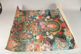 A TIBETAN THANGKA ON PAPER.