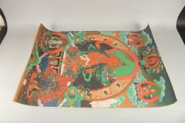 A TIBETAN THANGKA ON PAPER.
