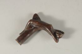 A BRONZE NUDE WALKING STICK HANDLE.