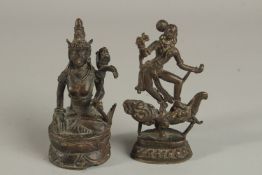 A FINE 19TH CENTURY TIBETAN BRONZE FIGURE OF A FEMALE DEITY, together with an early South East Asian