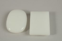 TWO CHINESE WHITE JADE BLANK PLAQUES, (2).