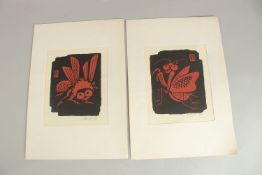 TOMIKICHIRO TOKURIKI (1902-1999): HORSEFLY & ONE OTHER, two original Japanese woodblock prints, hand