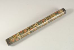 A LARGE INDIAN KASHMIR LACQUERED PAPIER MACHE DOCUMENT CASE, 40cm long.